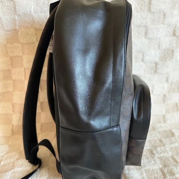 NWT!Rare! Coach F72483 Men's Houston Backpack In Signature Canvas Mahogany Black